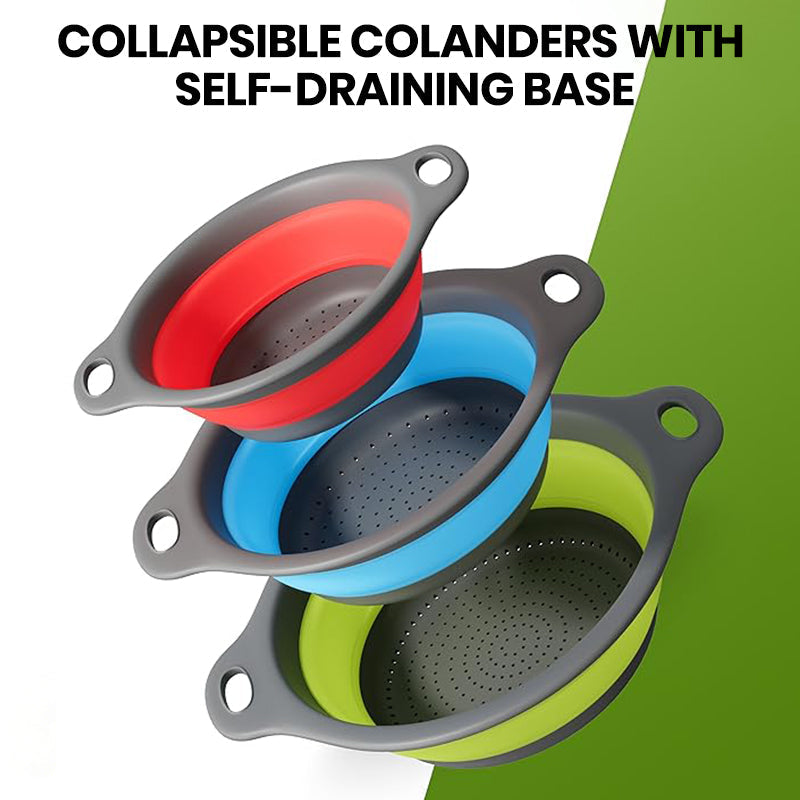 Snokko® 4 Piece Collapsible Silicone Kitchen Strainer Set