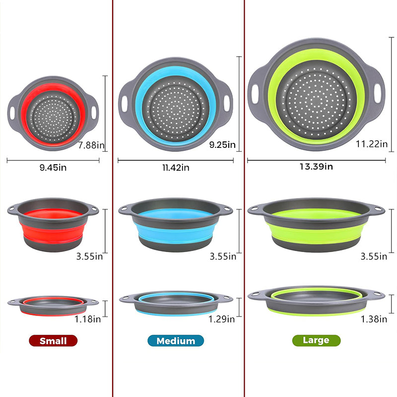 Snokko® 4 Piece Collapsible Silicone Kitchen Strainer Set