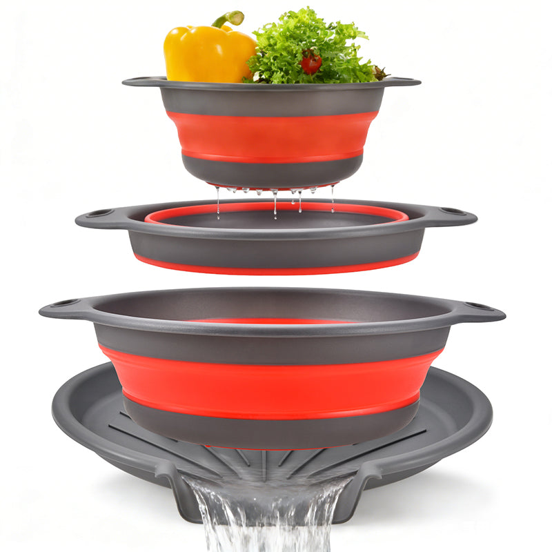 Snokko® 4 Piece Collapsible Silicone Kitchen Strainer Set
