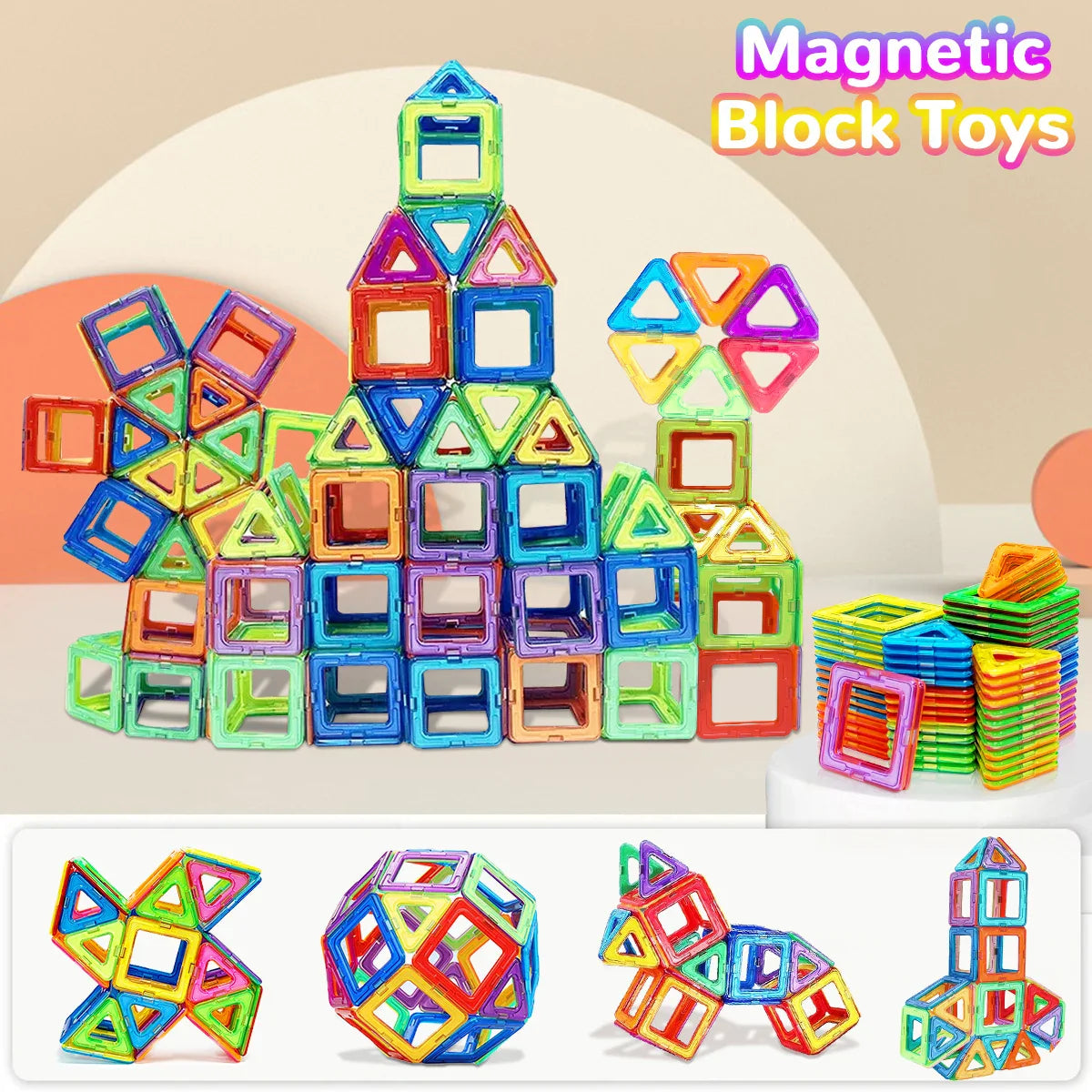 60 PCs Magnetic Building Blocks