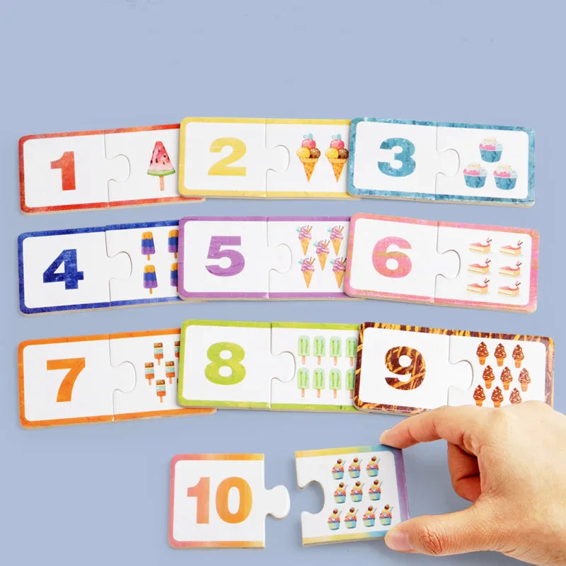 Wooden Number Matching Puzzle Toys