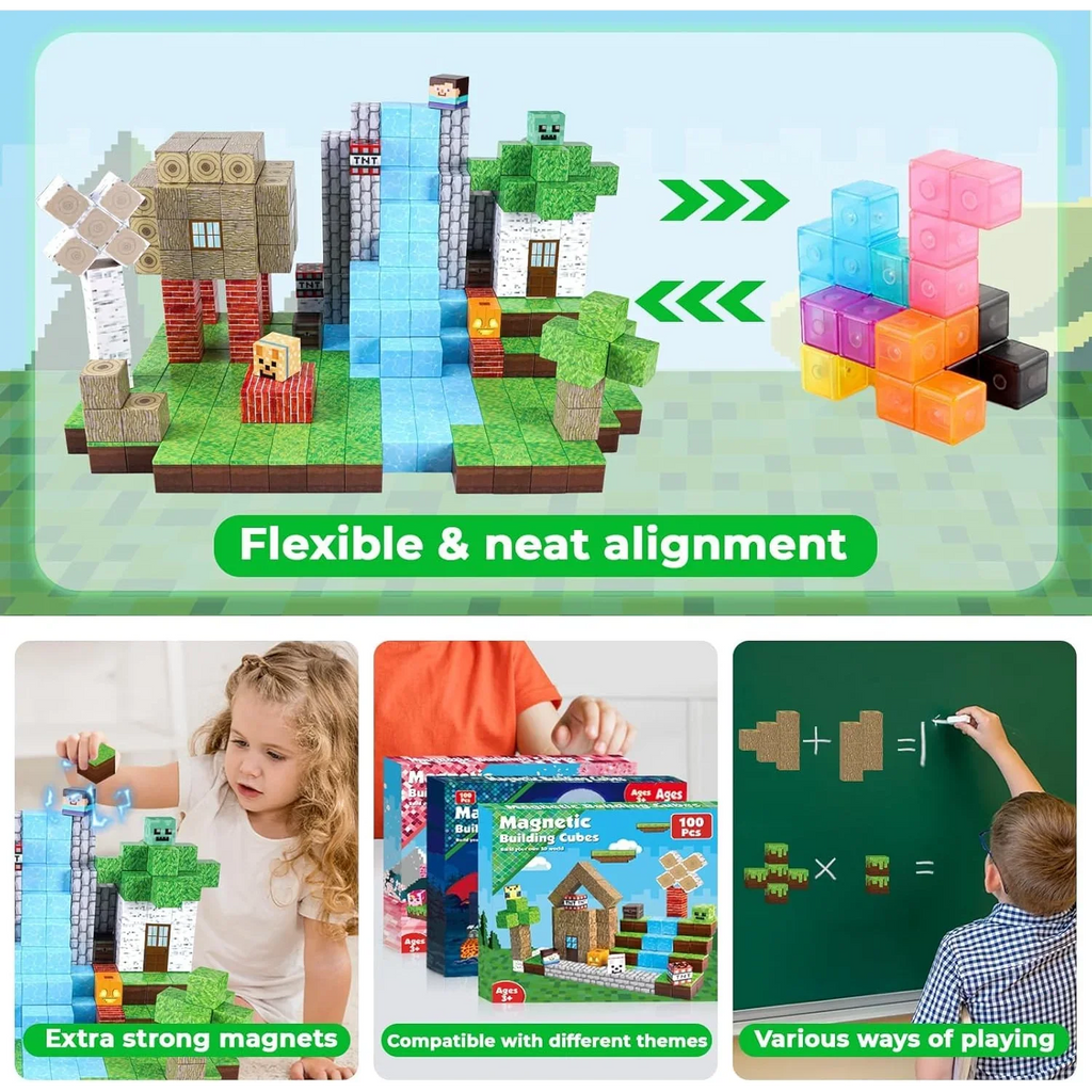 100 Pcs Magnetic Forest House Brick Cube Toys Set