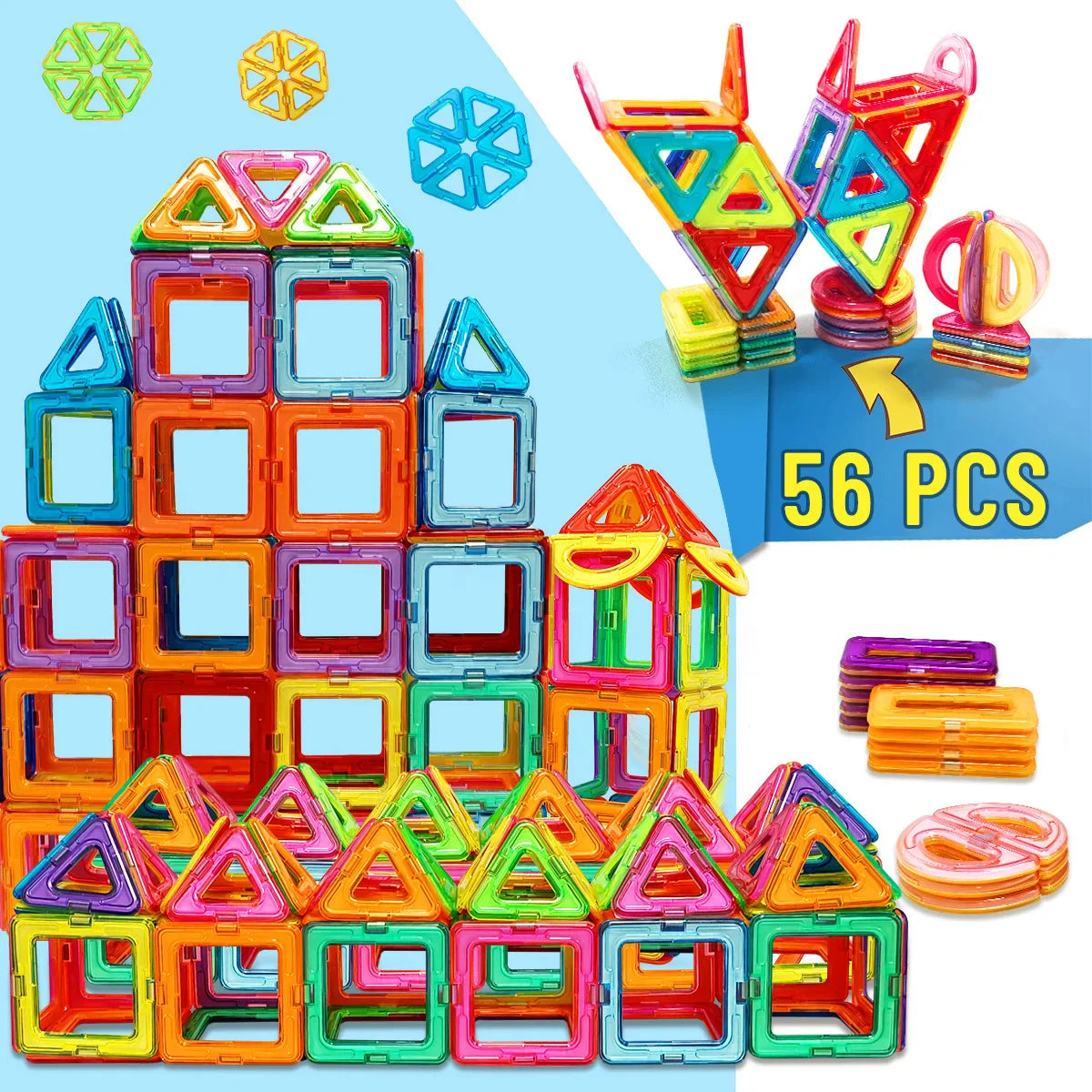 60 PCs Magnetic Building Blocks