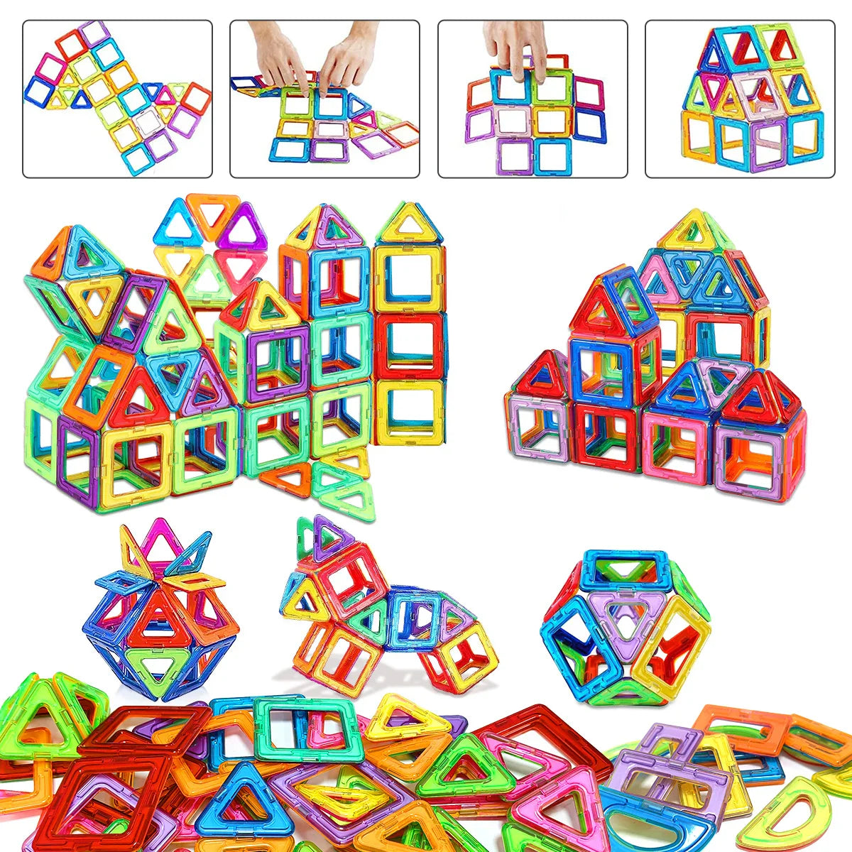 60 PCs Magnetic Building Blocks