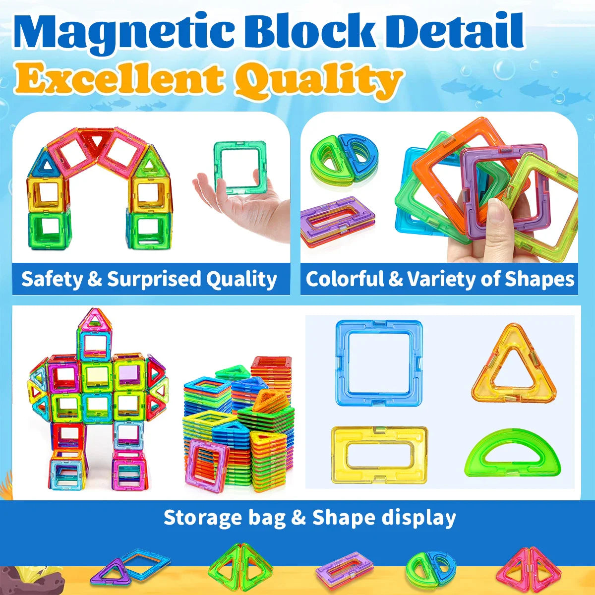 60 PCs Magnetic Building Blocks
