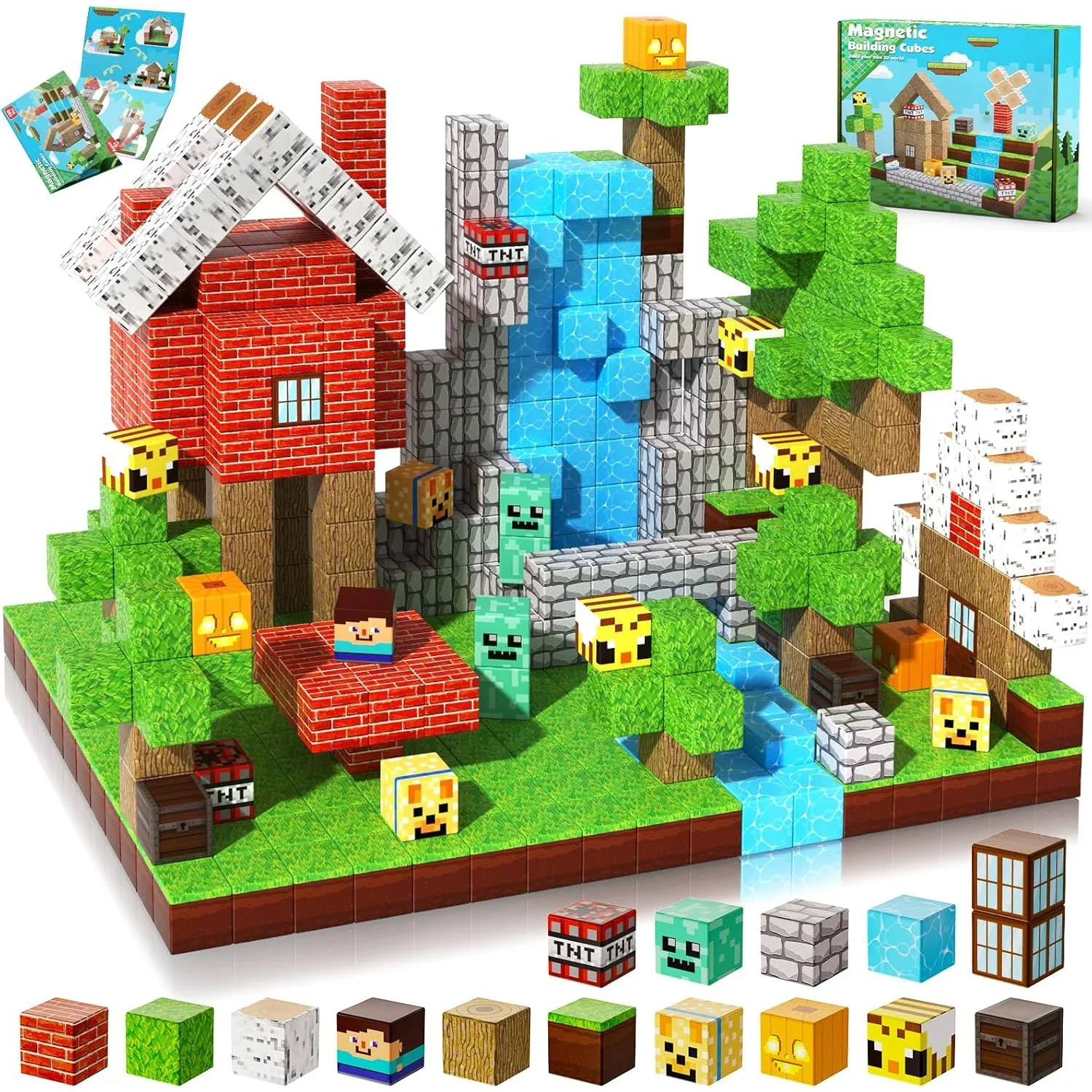 100 Pcs Magnetic Forest House Brick Cube Toys Set
