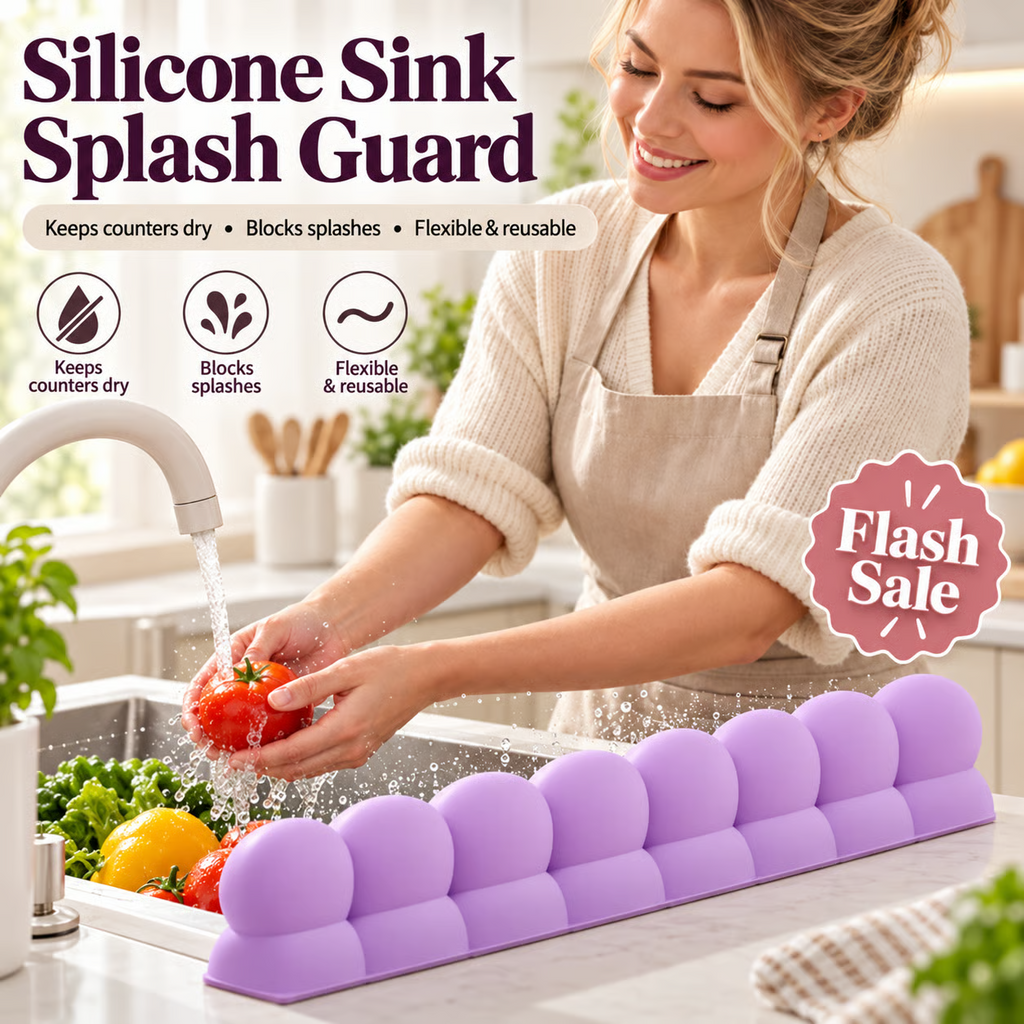 Flexible Silicone Sink Splash Guard | Waterproof Countertop Water Barrier