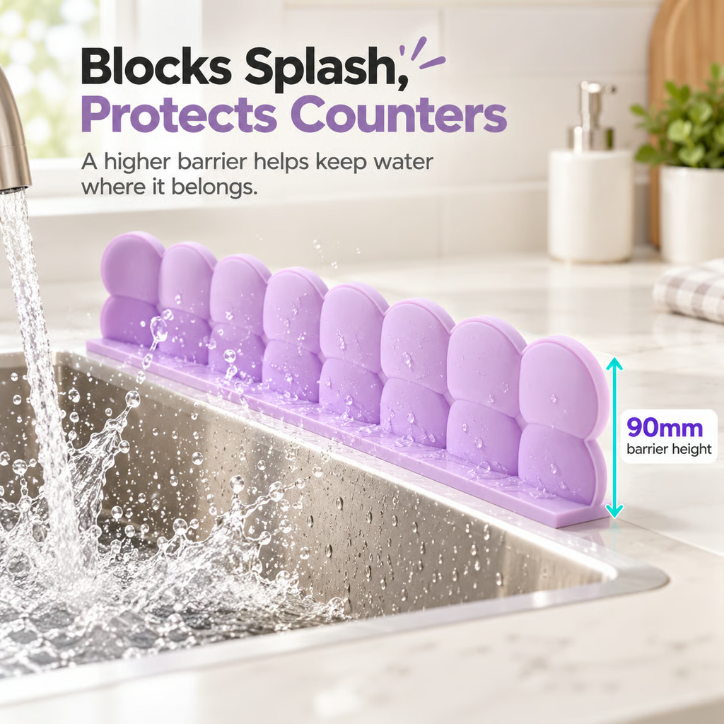 Flexible Silicone Sink Splash Guard | Waterproof Countertop Water Barrier