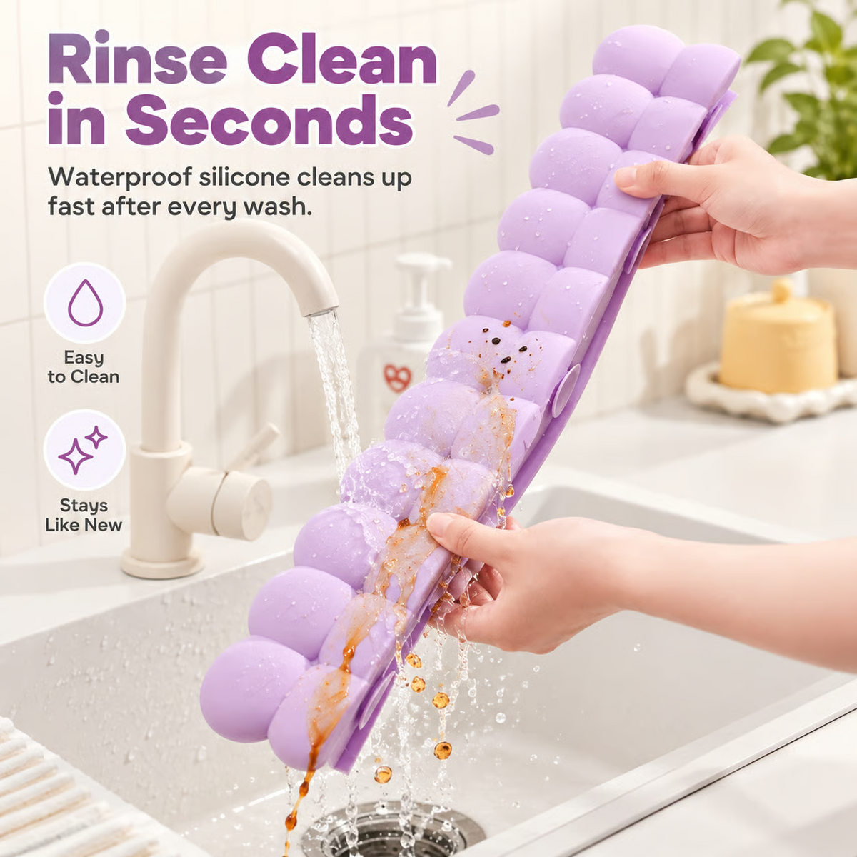Flexible Silicone Sink Splash Guard | Waterproof Countertop Water Barrier