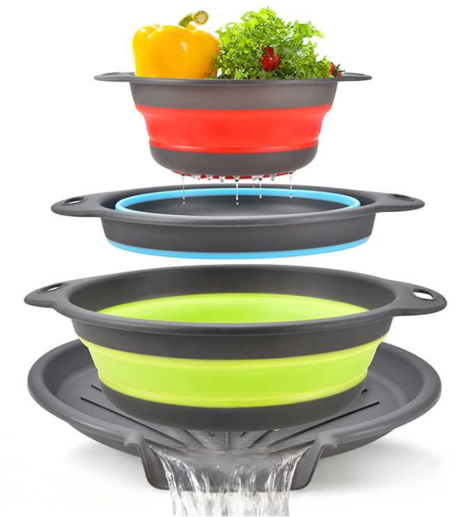 Snokko® 4 Piece Collapsible Silicone Kitchen Strainer Set